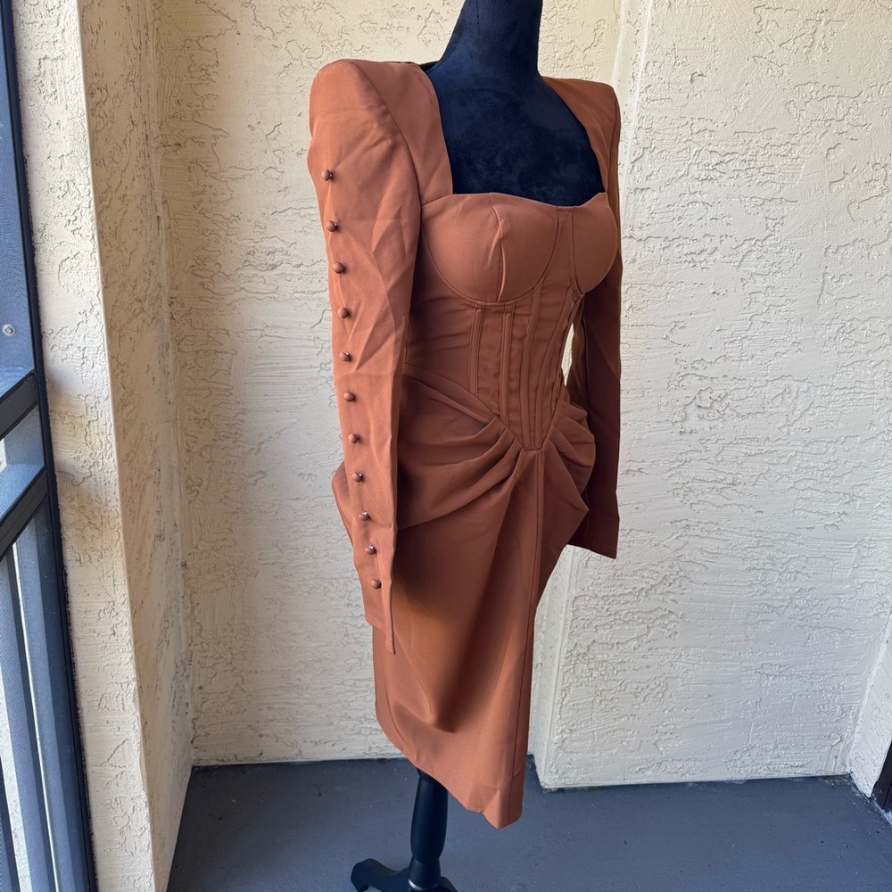 Donnee par Dieu Dusk Till Dawn' Bustier Dress Sz S in Chocolate - Picture 4 of 14